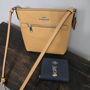 Coach Yellow Crossbody Bag with Navy Disney Wallet